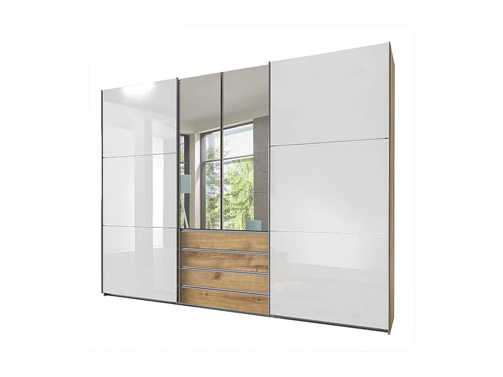Schlafzimmerkleiderschrank 300 cm mit Dreh- und Schiebetüren 236 cm hoch
