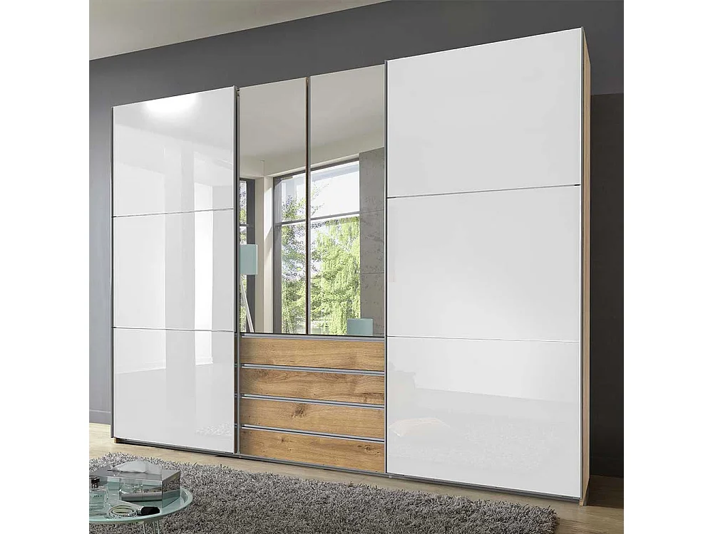 Schlafzimmerkleiderschrank 300 cm mit Dreh- und Schiebetüren 236 cm hoch