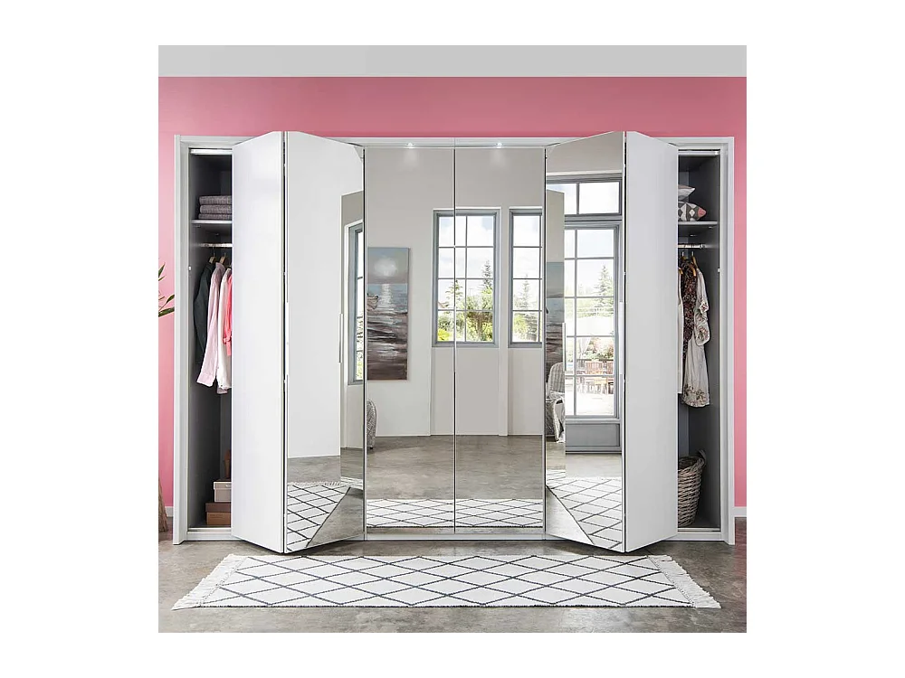 Weißer Kleiderschrank mit Spiegeln Made in Germany 58 cm tief