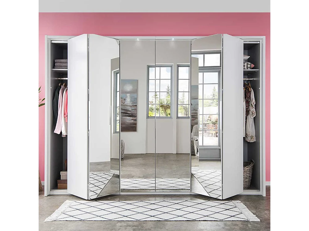 Weißer Kleiderschrank mit Spiegeln Made in Germany 58 cm tief