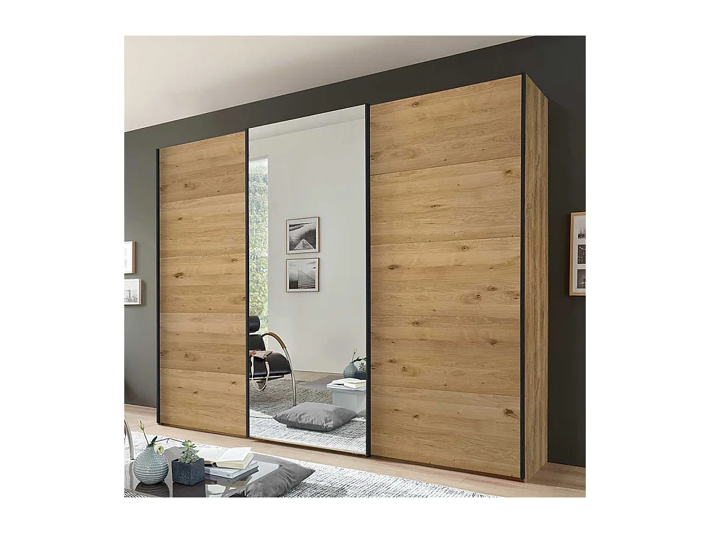 Schwebetürenschrank mit Spiegel im Industry und Loft Stil 300 cm breit