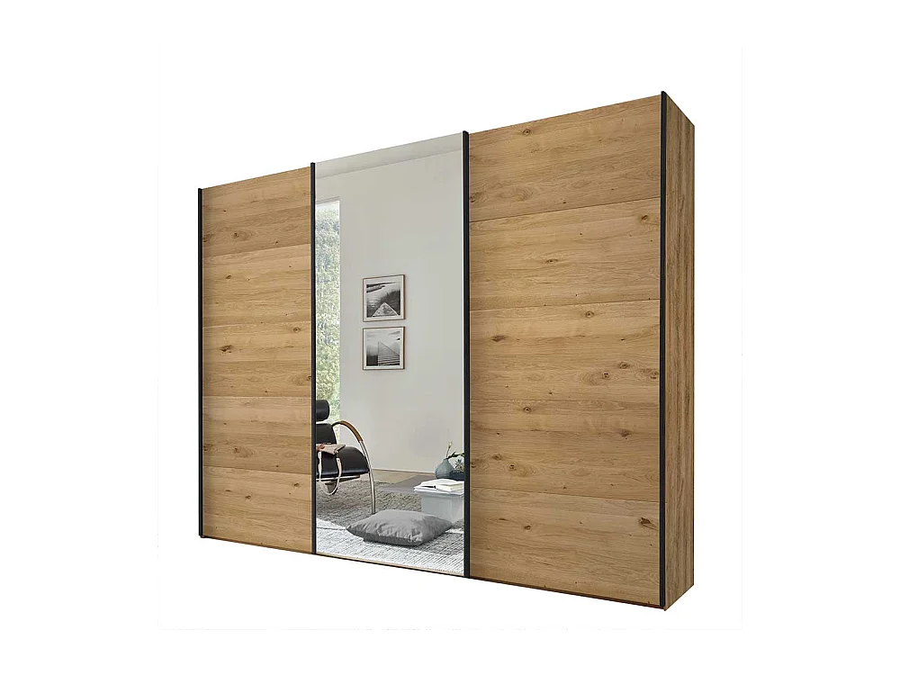 Schwebetürenschrank mit Spiegel im Industry und Loft Stil 300 cm breit