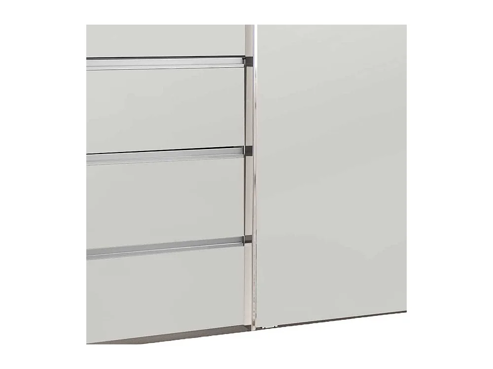 Gleittürenschrank weiß mit sechs Schubladen 330 cm breit