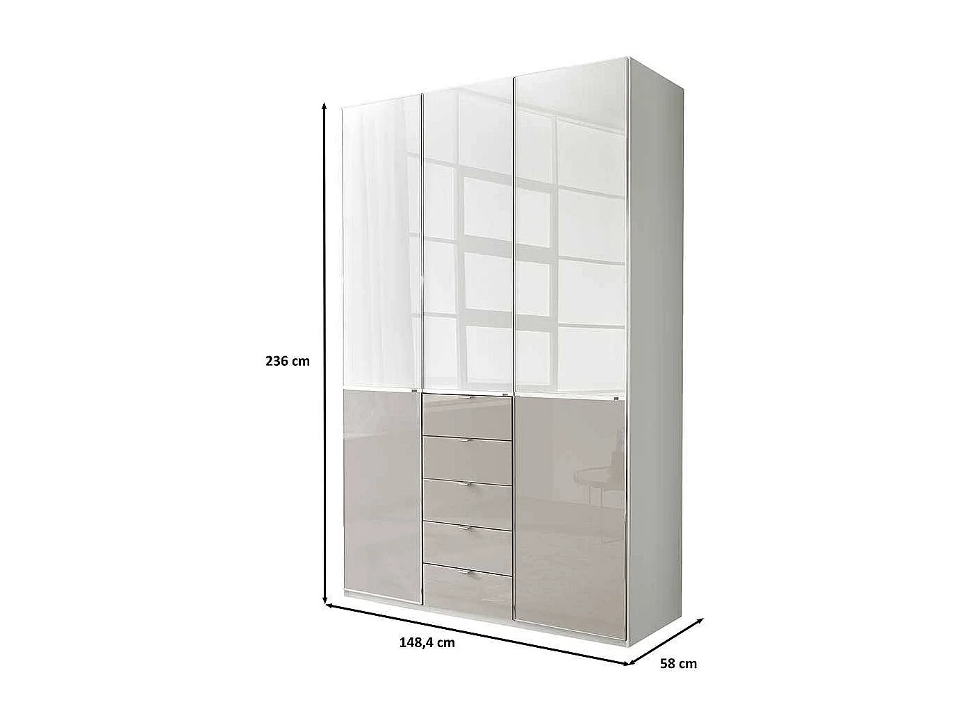 Kleiderschrank zweifarbig Schlafzimmerschrank in Weiß und Hellgrau