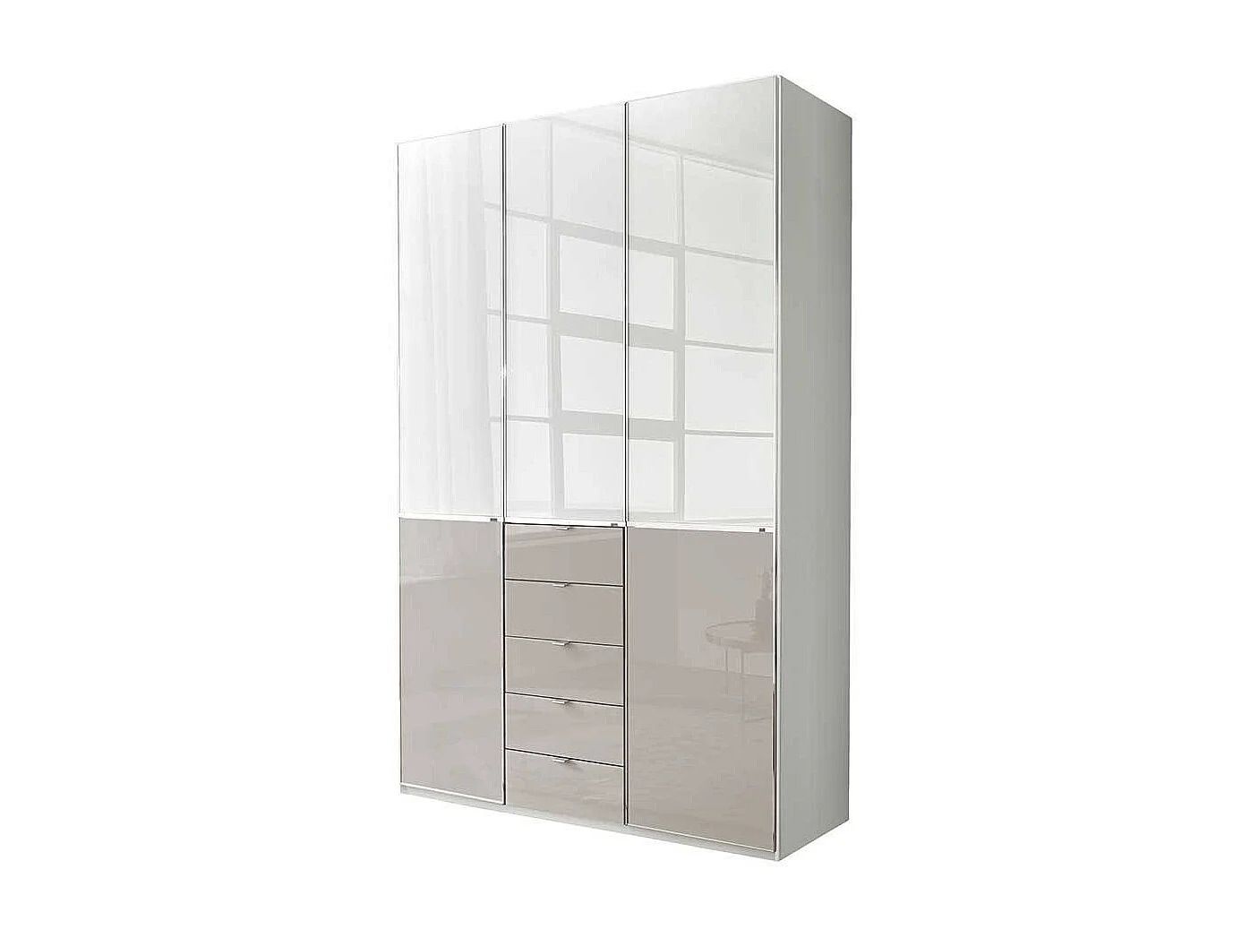 Kleiderschrank zweifarbig Schlafzimmerschrank in Weiß und Hellgrau