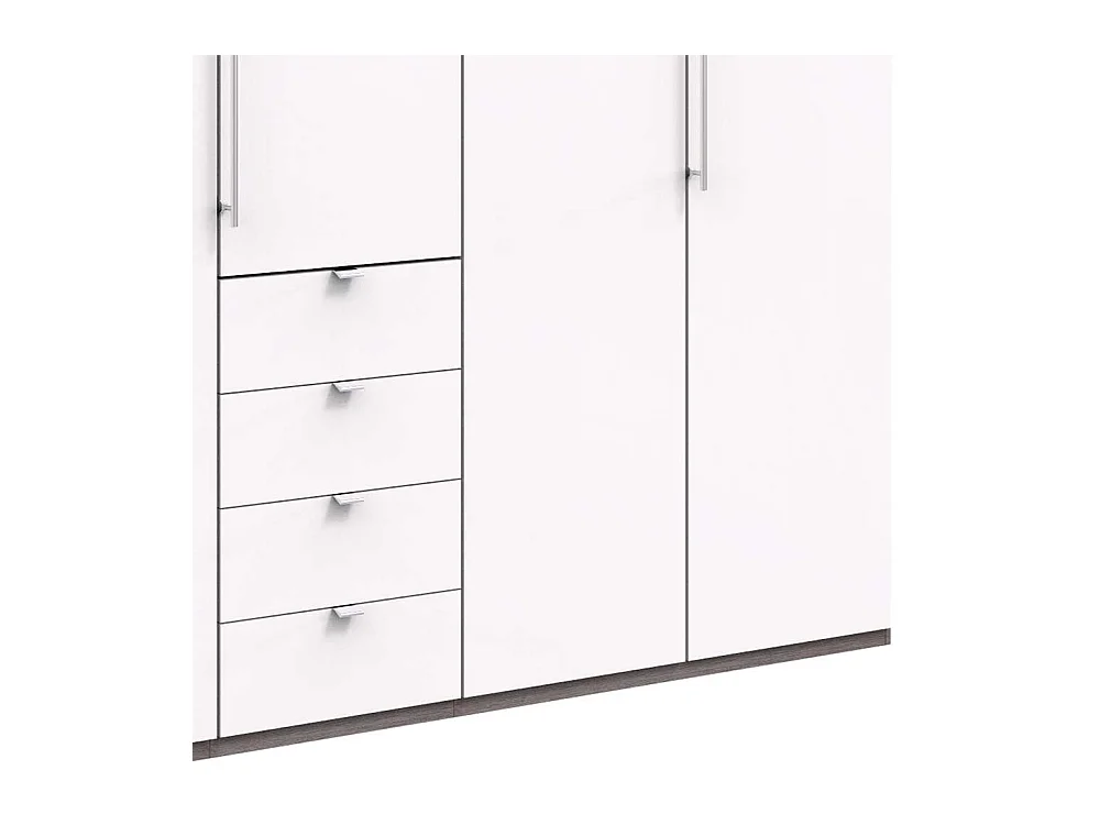 Kleiderschrank in Weiß Eiche Trüffelfarben 3 türig mit Schubladen