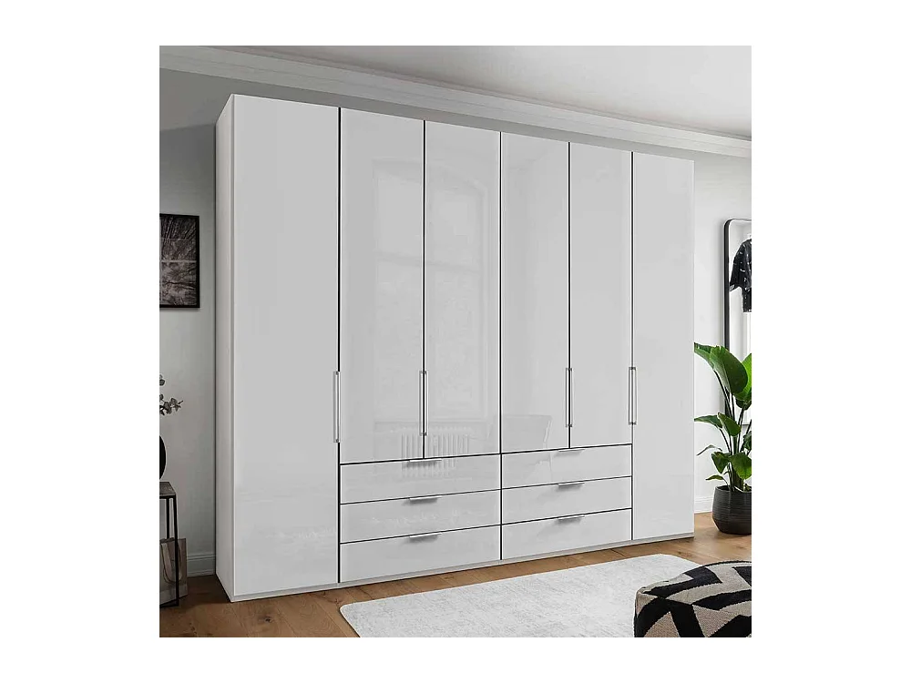 Weißer Falttürenschrank mit sechs Schubladen Made in Germany