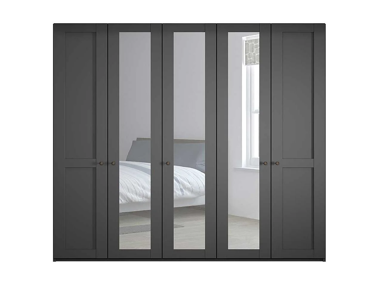 Dunkelgrauer Kleiderschrank mit Spiegeltüren Made in Germany