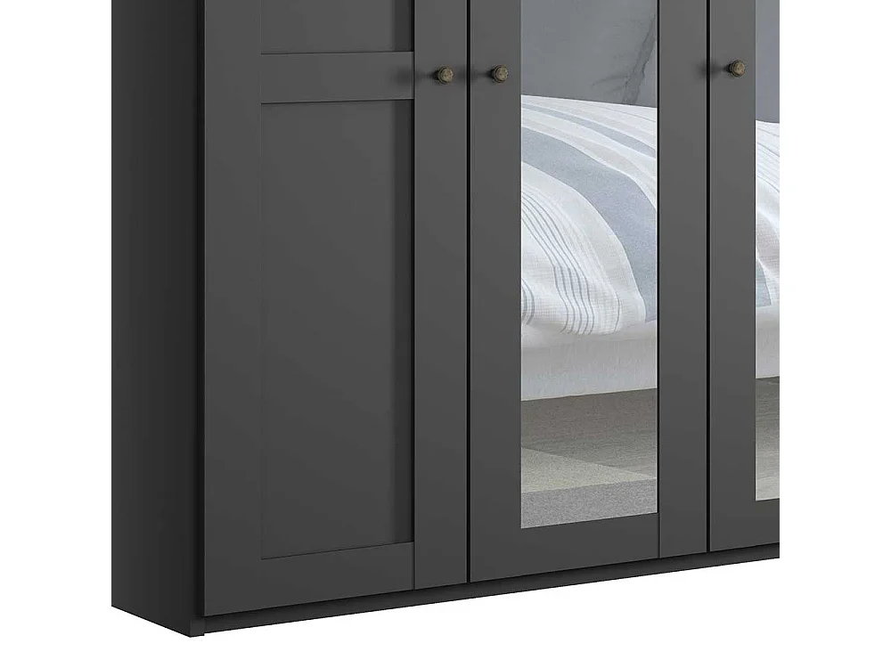 Dunkelgrauer Kleiderschrank mit Spiegeltüren Made in Germany