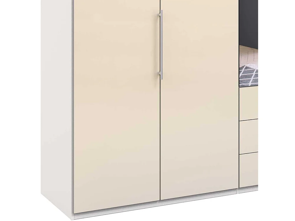 Schlafzimmerschrank 3 türig Cremefarben glasbeschichtet