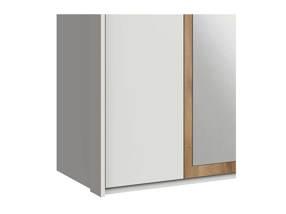 Kleiderschrank mit Spiegeltüren und zwei Schubladen Plankeneiche NB und Weiß