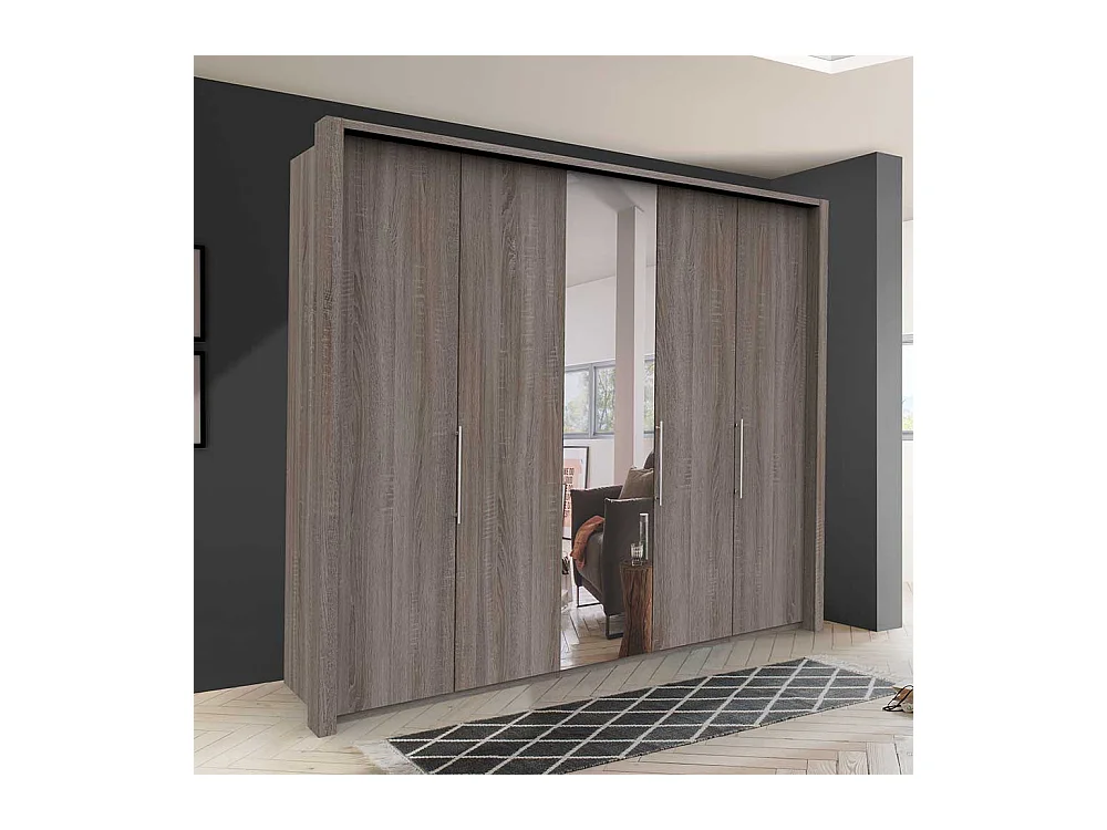 XL Kleiderschrank in Eiche Trüffelfarben Spiegel