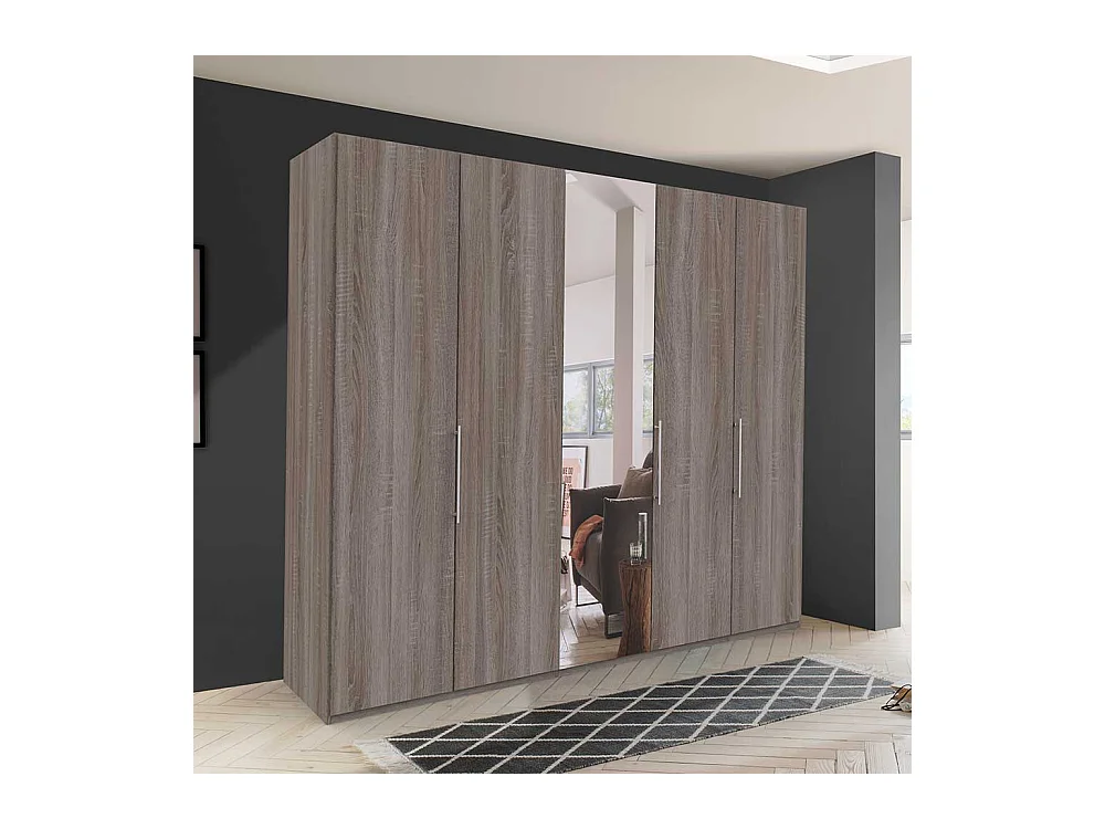 XL Kleiderschrank in Eiche Trüffelfarben Spiegel