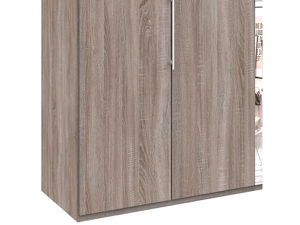 XL Kleiderschrank in Eiche Trüffelfarben Spiegel