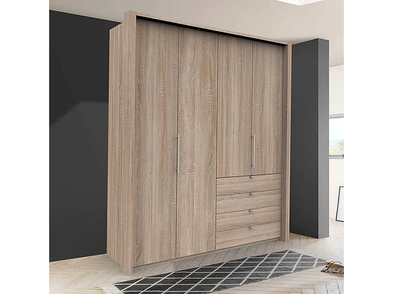 2 türiger Jugend Kleiderschrank in Eiche Sägerau vier Schubladen