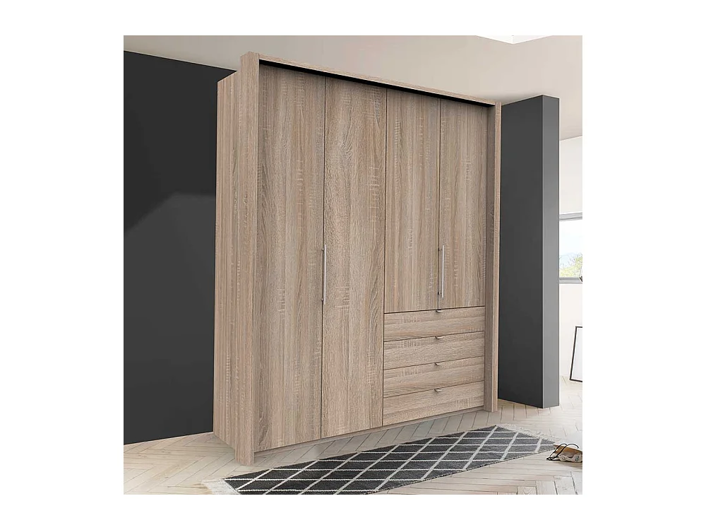 2 türiger Jugend Kleiderschrank in Eiche Sägerau vier Schubladen