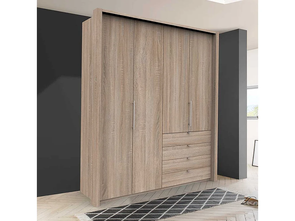 2 türiger Jugend Kleiderschrank in Eiche Sägerau vier Schubladen