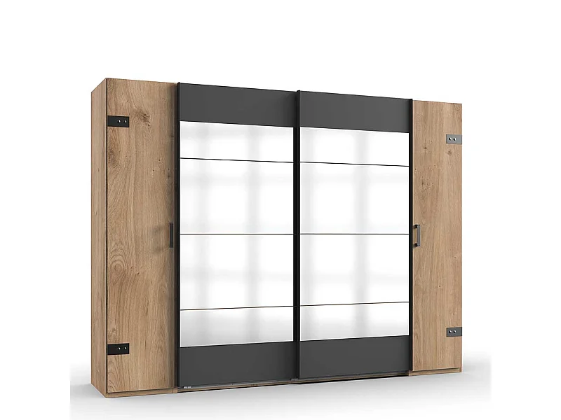 Kleiderschrank Schwebetüren und Drehtüren mit Spiegel 210 cm hoch