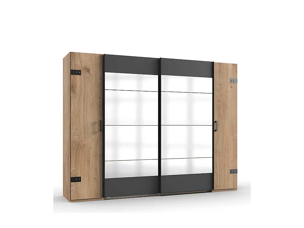 Kleiderschrank Schwebetüren und Drehtüren mit Spiegel 210 cm hoch