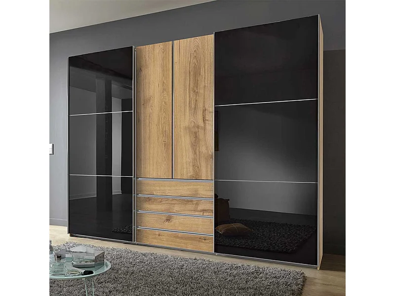 Moderner Schlafzimmerschrank mit Dreh- und Schiebetüren Selbsteinzug