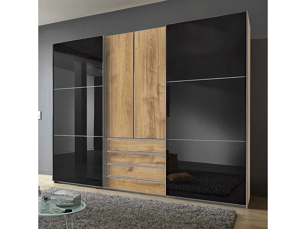 Moderner Schlafzimmerschrank mit Dreh- und Schiebetüren Selbsteinzug