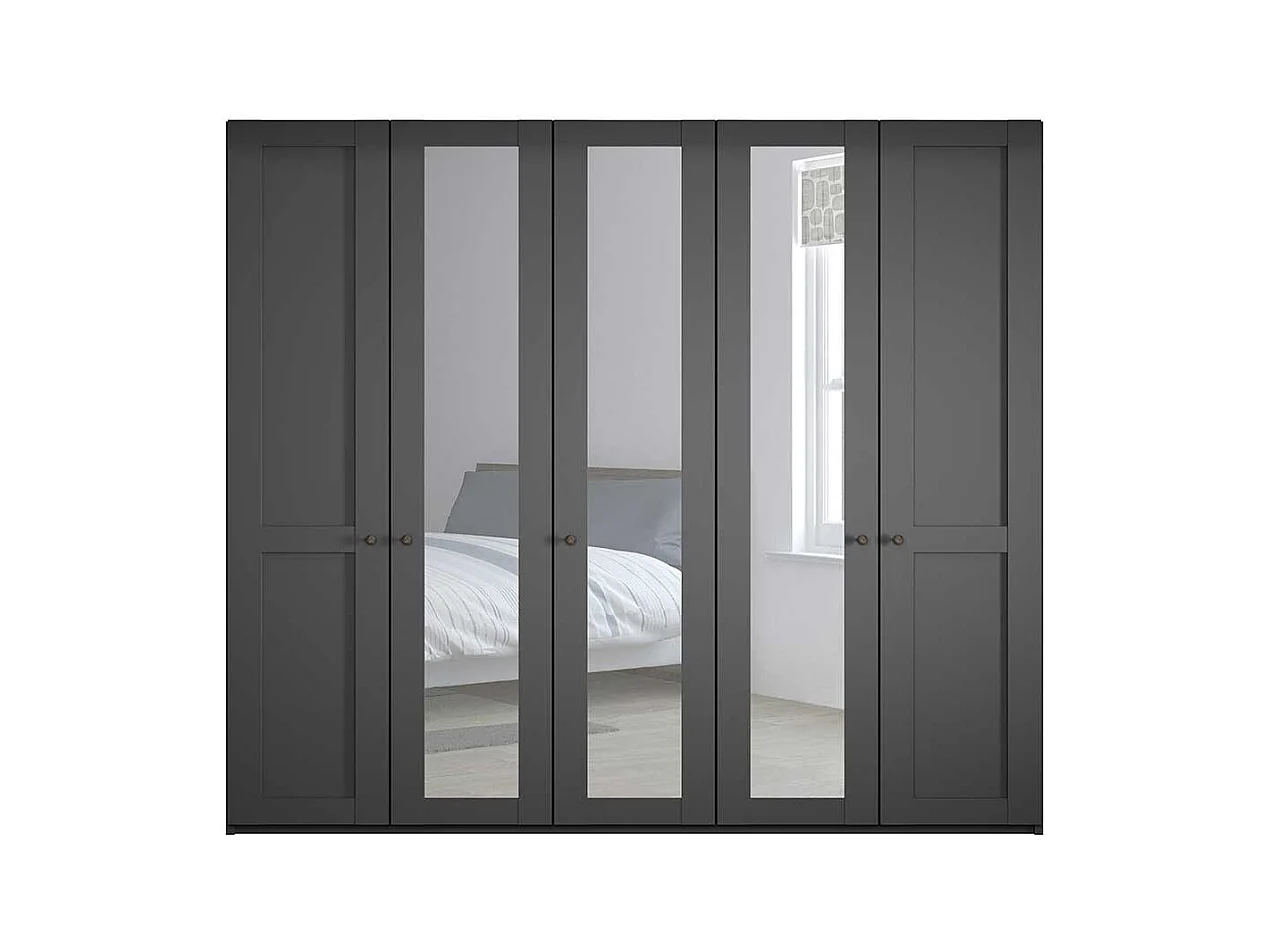 Dunkelgrauer Kleiderschrank mit Spiegeltüren Made in Germany