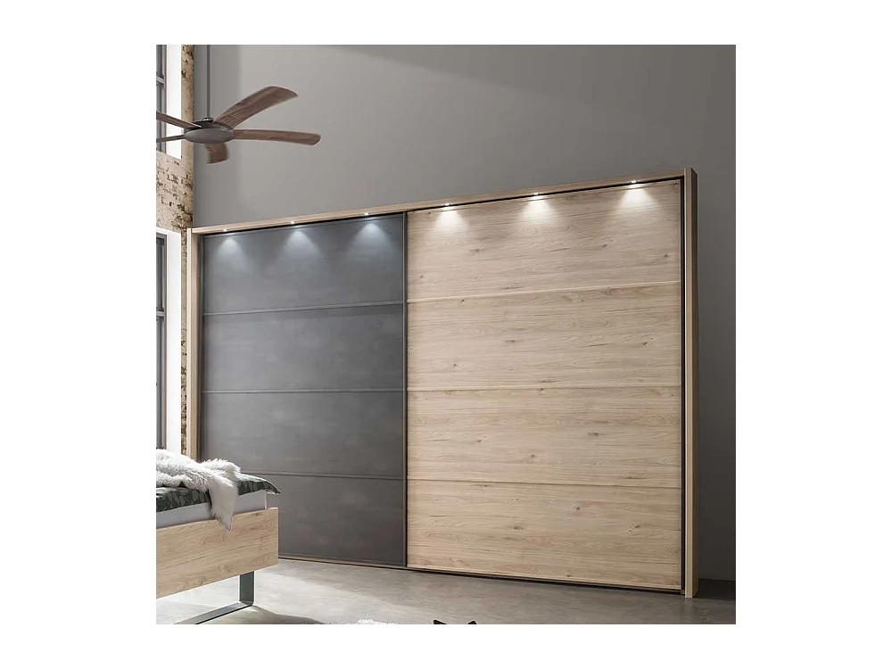 Schiebetüren Kleiderschrank in Eichefarben Dunkelgrau