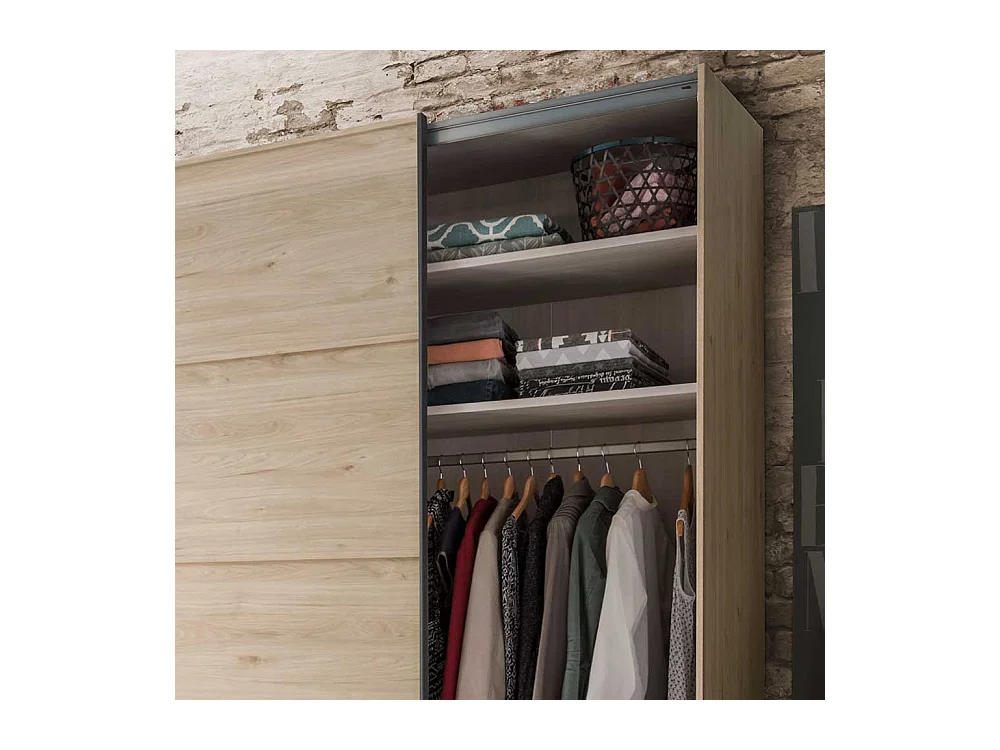 Schiebetüren Kleiderschrank in Eichefarben Dunkelgrau