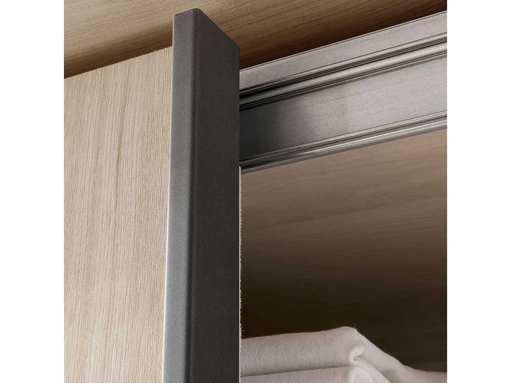 Schiebetüren Kleiderschrank in Eichefarben Dunkelgrau