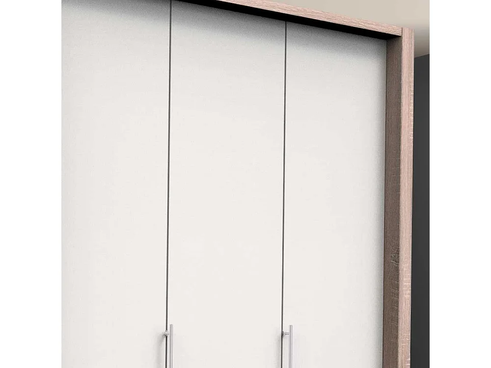 Kleiderschrank Jugendzimmer 2 türig mit 8 Schubladen Weiß Eiche Sägerau