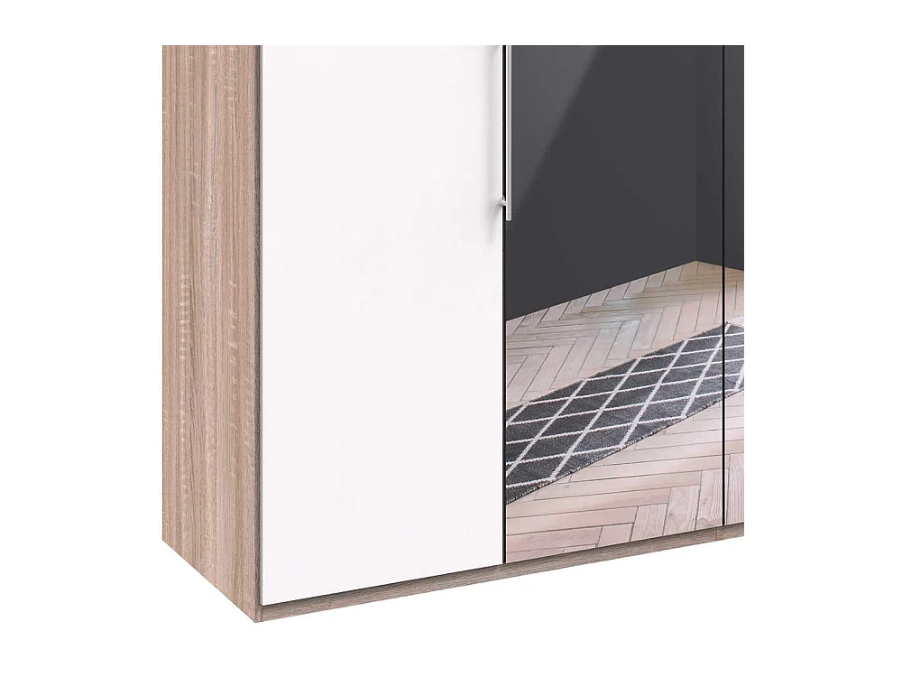 Spiegel Kleiderschrank in Weiß Eiche Sägerau