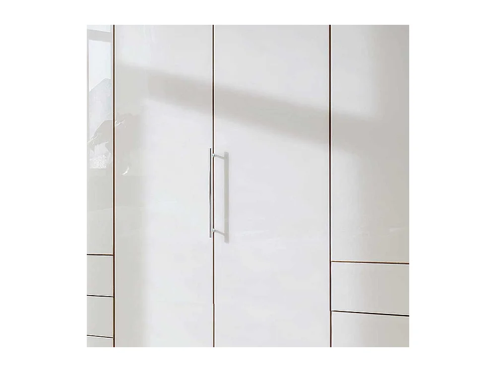 Falttürenschrank in Beige und Eiche Bianco sechs Schubladen