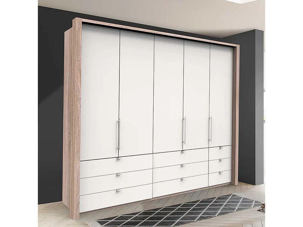 Premium Kleiderschrank in Weiß Eiche Sägerau
