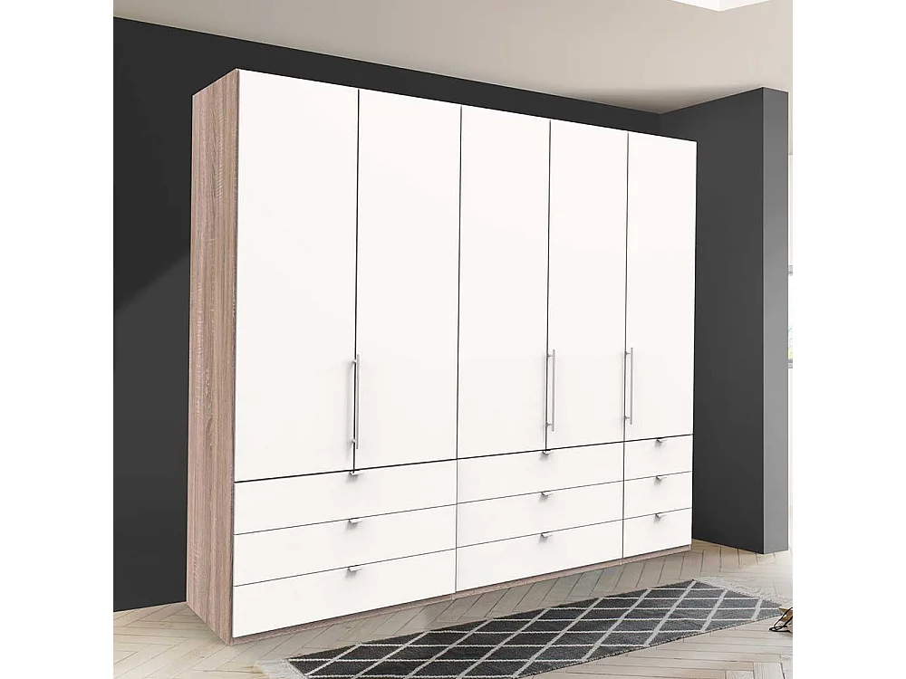 Premium Kleiderschrank in Weiß Eiche Sägerau