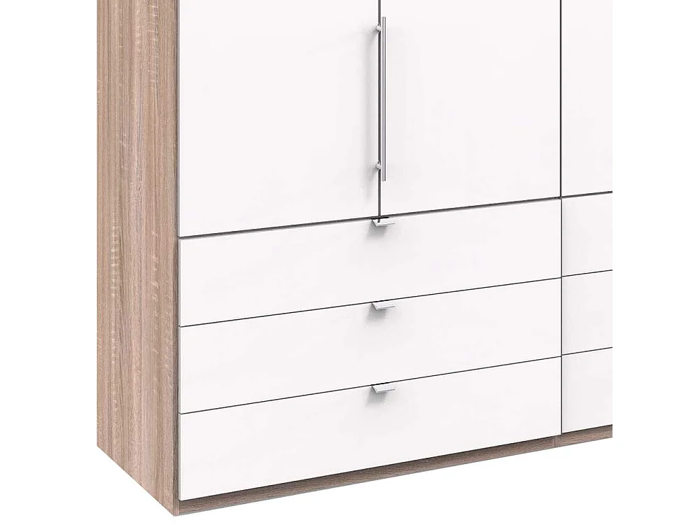 Premium Kleiderschrank in Weiß Eiche Sägerau