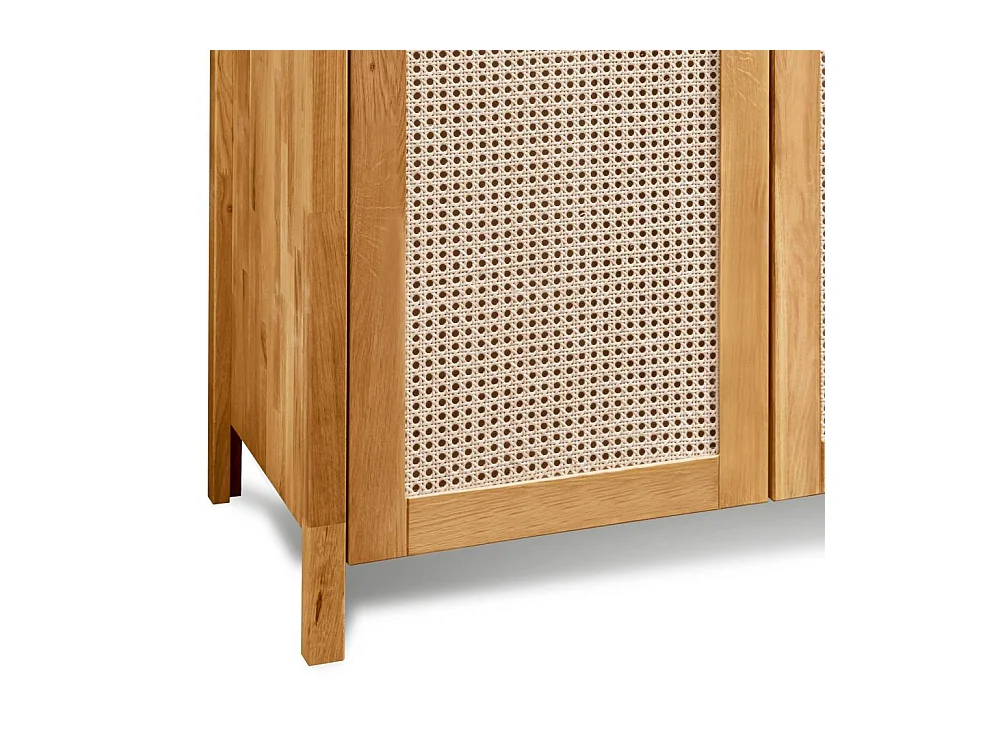 Kleiderschrank Schrank Holz aus Massivholz mit Geflecht Türen