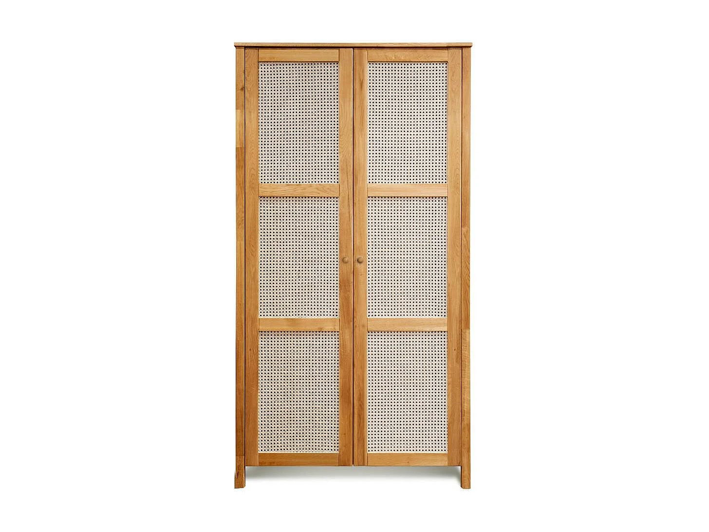 Kleiderschrank Schrank Holz aus Massivholz mit Geflecht Türen