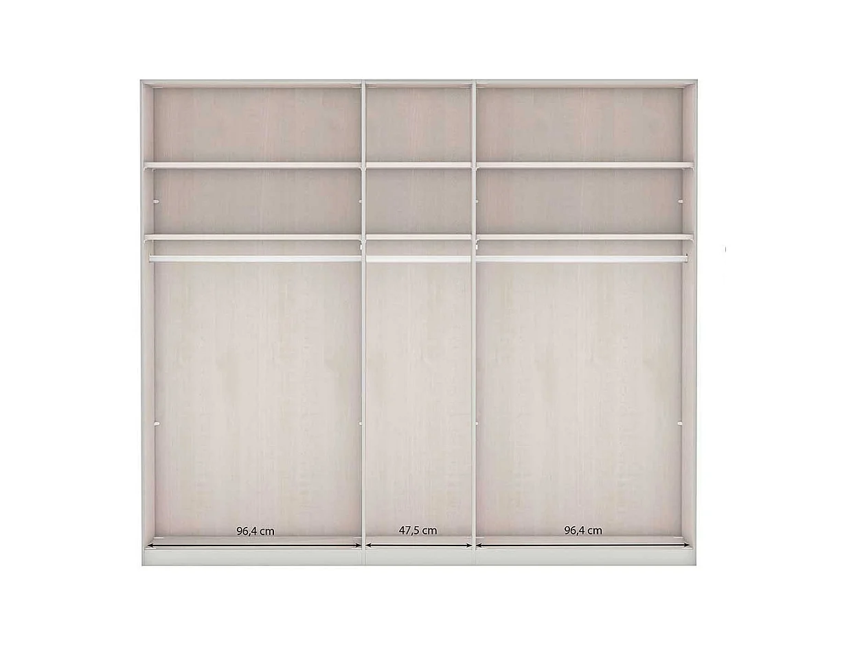 Hellgrauer Kleiderschrank 250 cm breit 5 Drehtüren