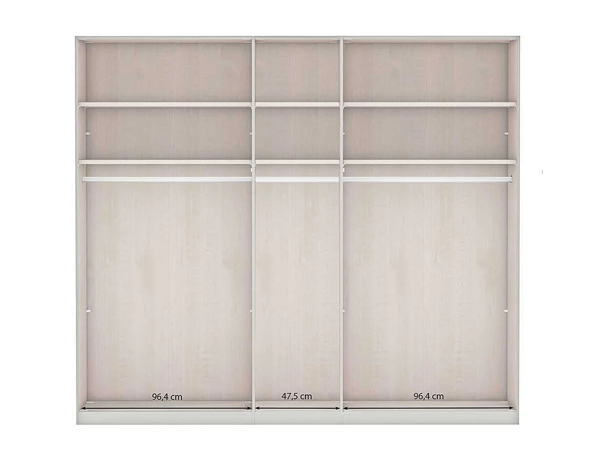 Hellgrauer Kleiderschrank 250 cm breit 5 Drehtüren