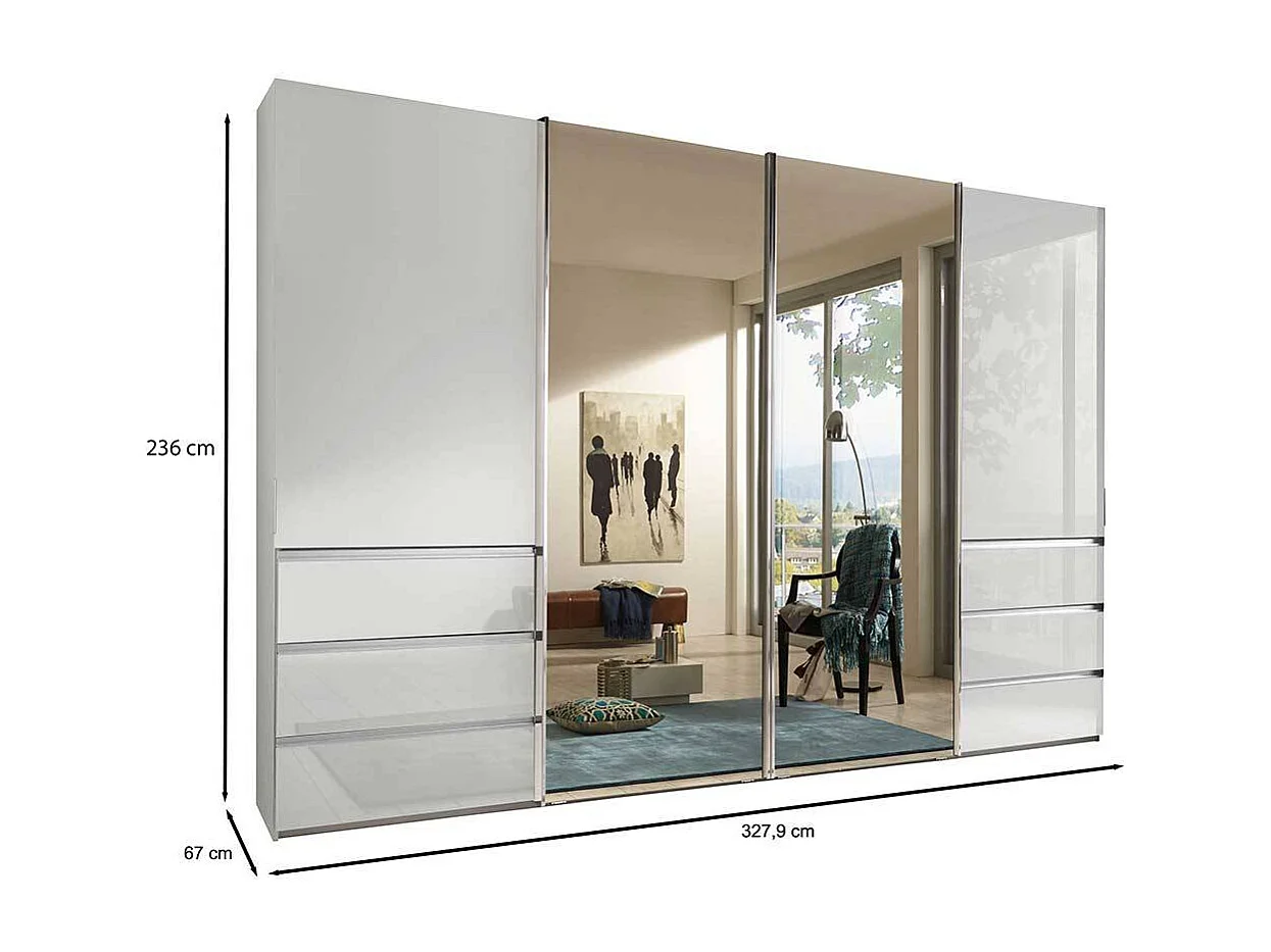 Weißer Gleittürenschrank Made in Germany Spiegeln