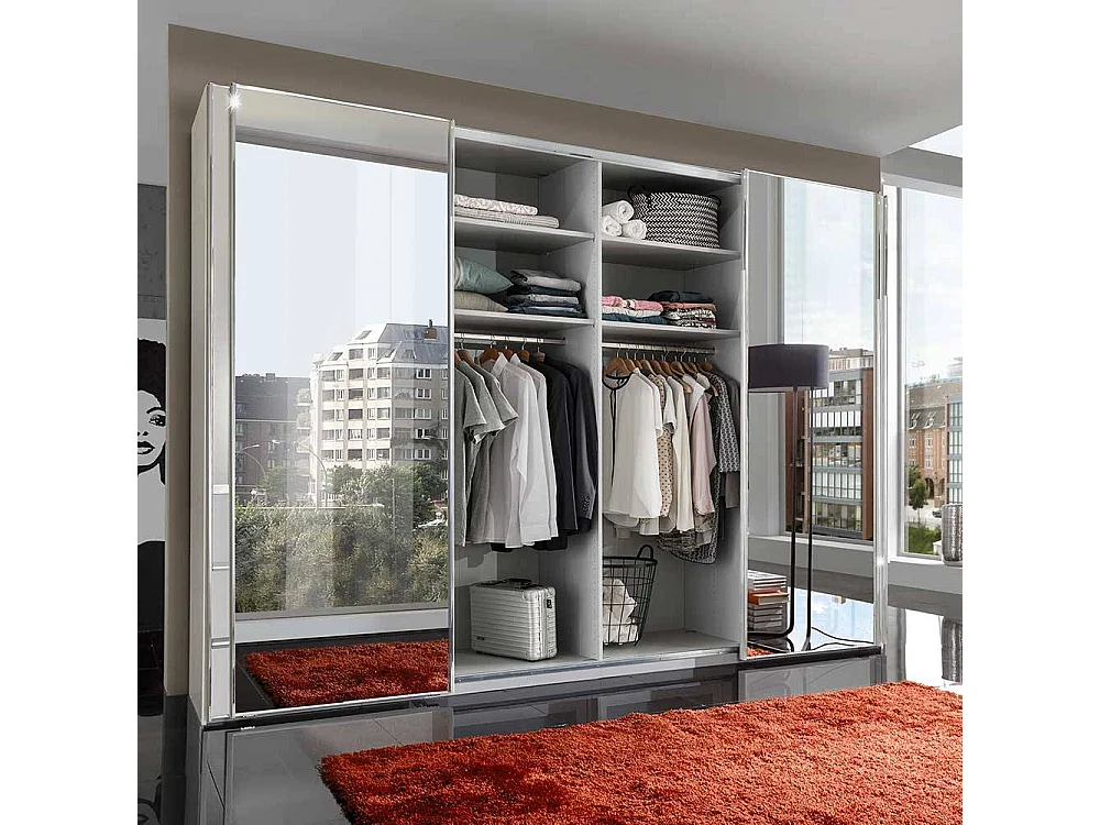 Weißer Gleittürenschrank Made in Germany Spiegeln