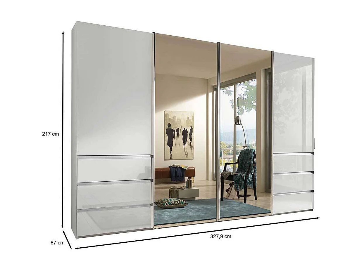 Weißer Gleittürenschrank Made in Germany Spiegeln