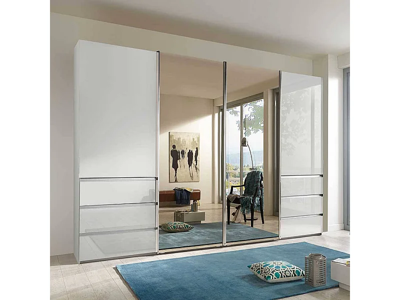 Weißer Gleittürenschrank Made in Germany Spiegeln