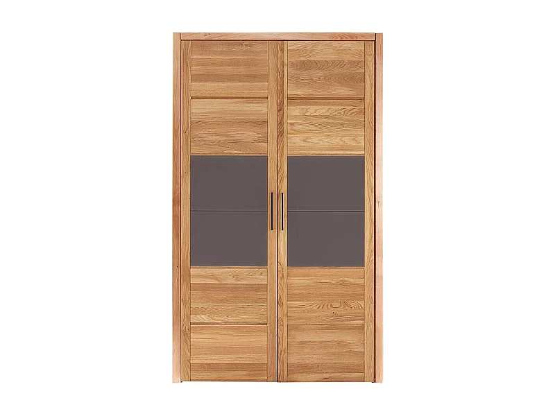 Massiver Schlafzimmerschrank aus Wildeiche Holz geölt Glas Anthrazit