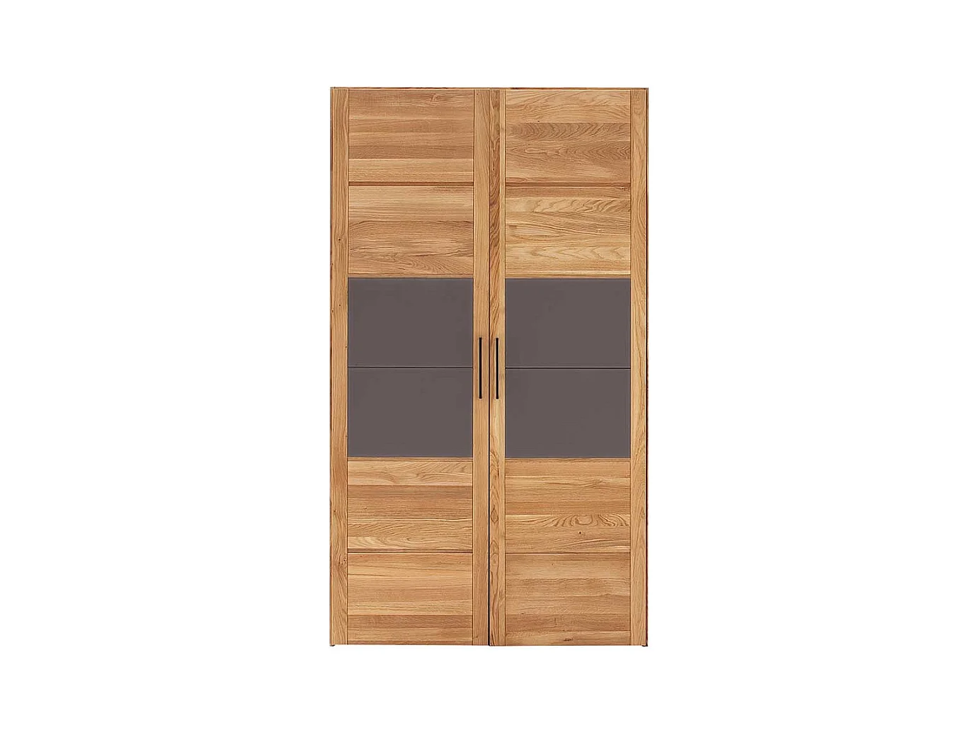 Massiver Schlafzimmerschrank aus Wildeiche Holz geölt Glas Anthrazit