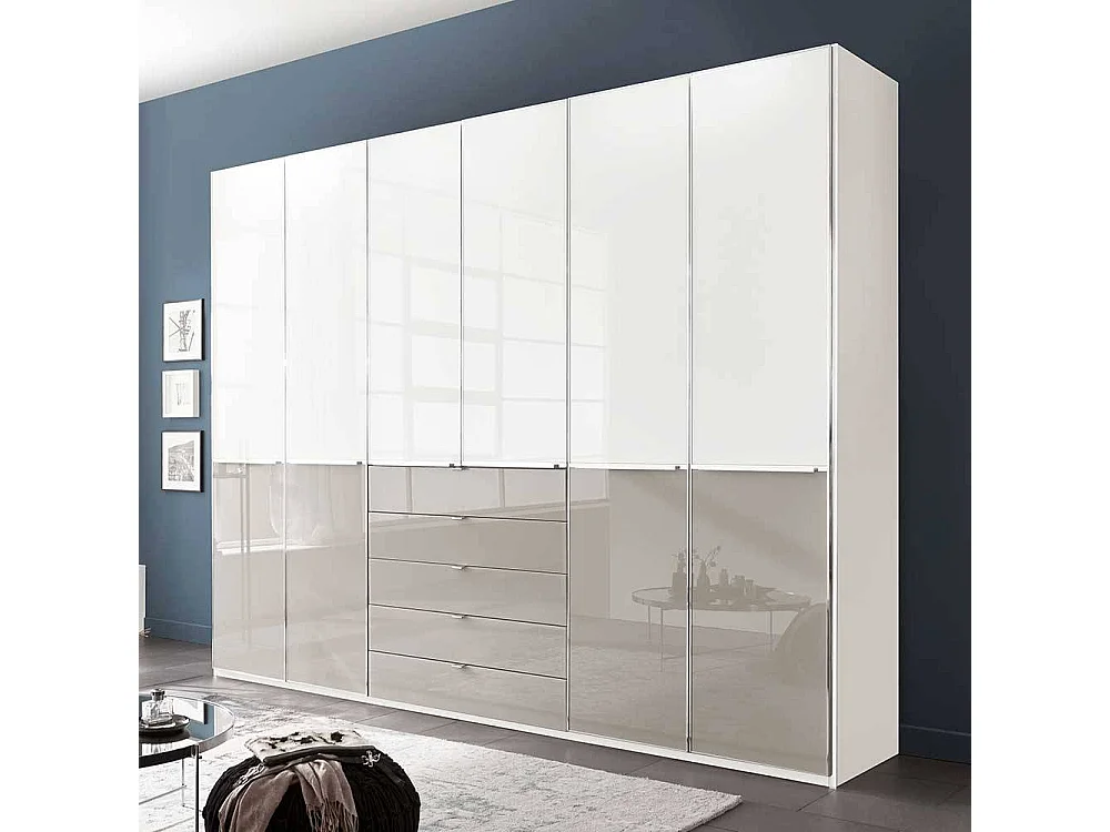 Kleiderschrank Schlafzimmerschrank in Weiß und Hellgrau