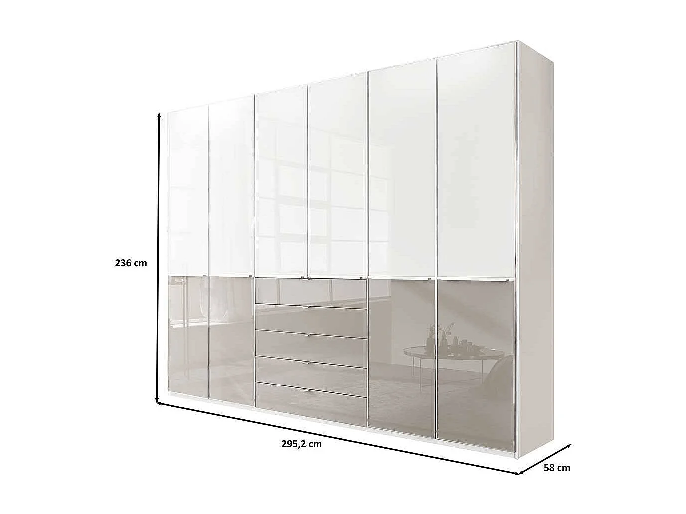 Kleiderschrank Schlafzimmerschrank in Weiß und Hellgrau