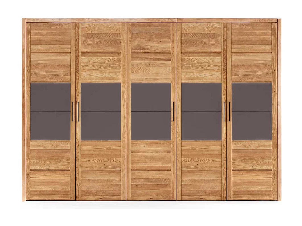 5türiger Kleiderschrank aus Wildeiche Massivholz Glasabsetzung Anthrazit