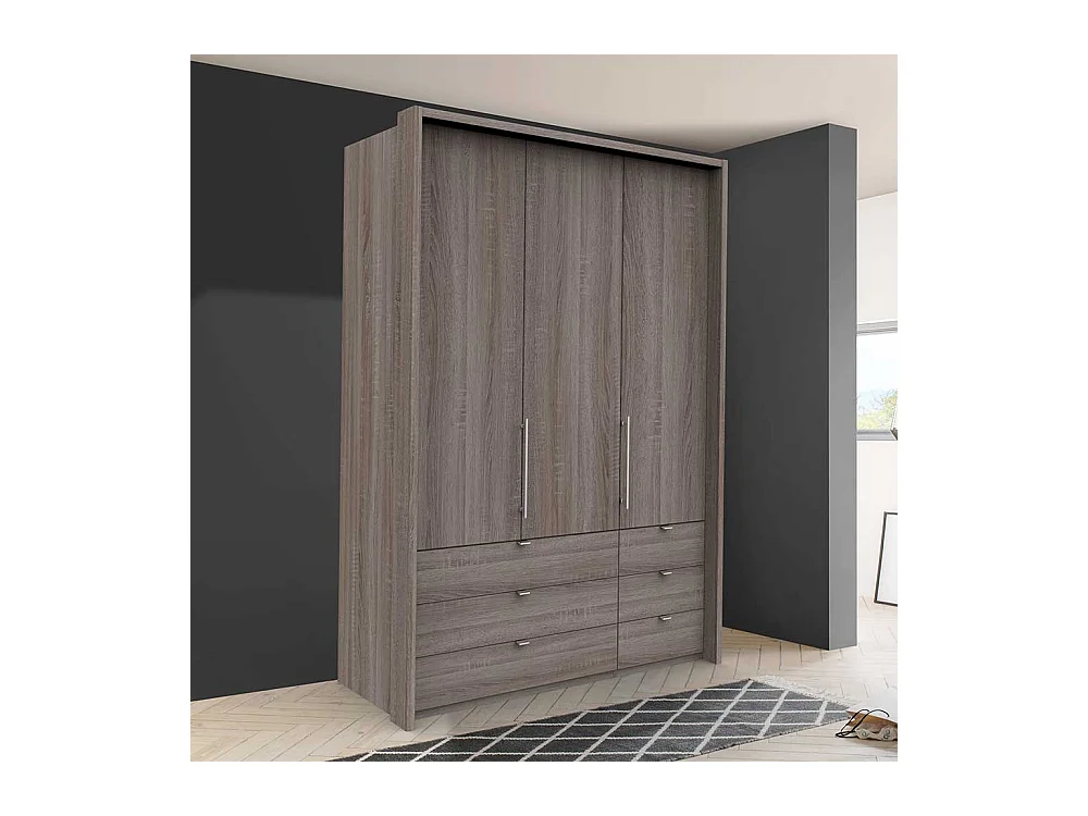 Kleiderschrank Jugendzimmer 2 türig mit Schubladen Eiche Trüffelfarben