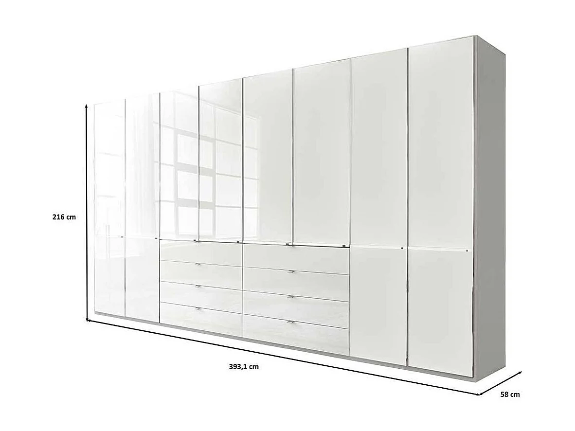 Kleiderschrank Schlafzimmerschrank mit Drehtüren Front glasbeschichtet